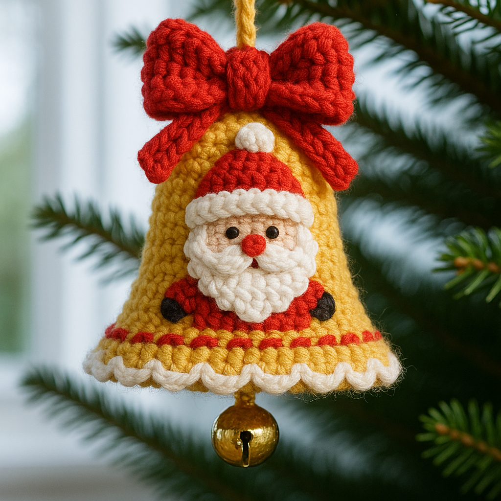 🎄 Handmade Crochet Christmas Bell Ornament – Perfect Holiday Gift! 🎁