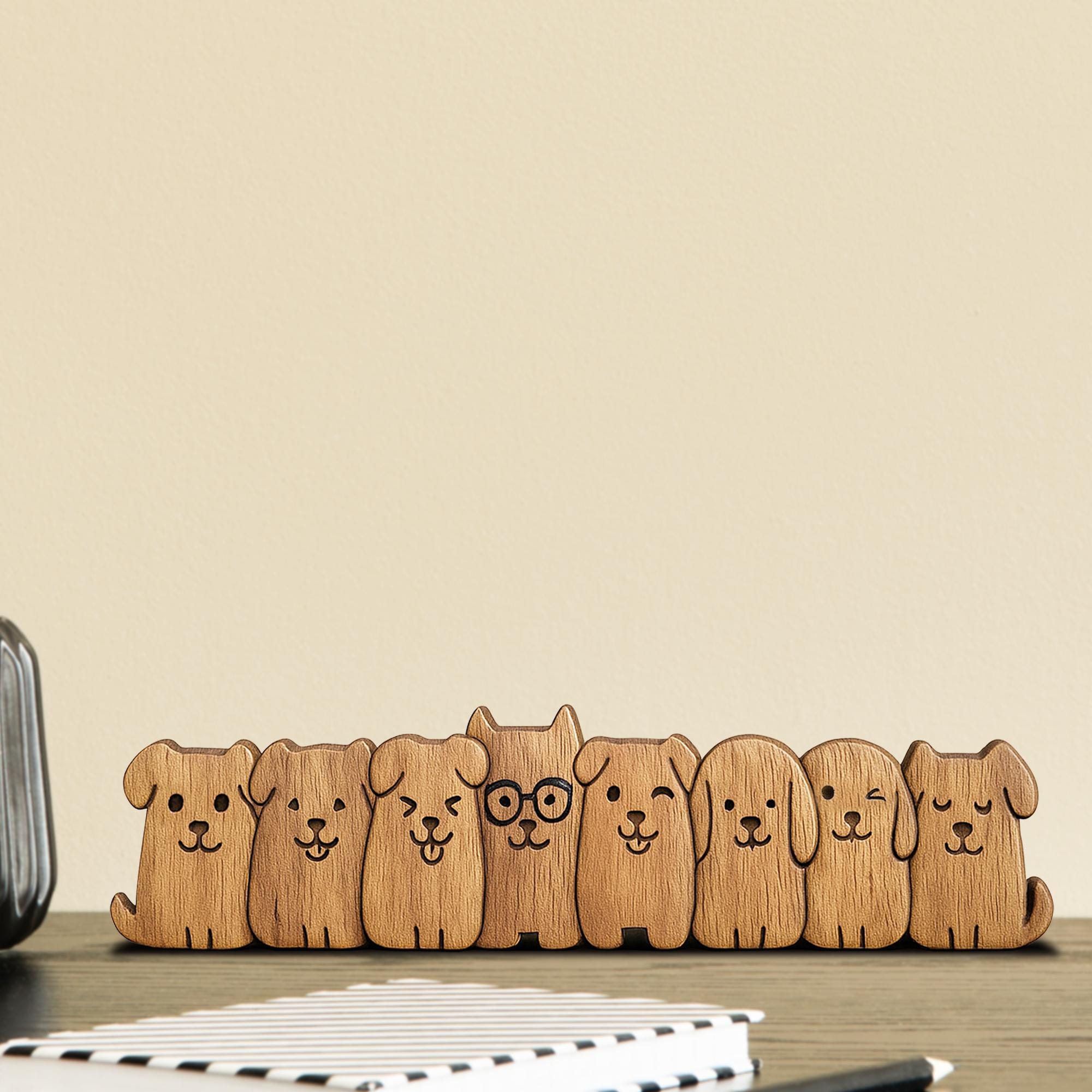 🐶😺 Hand-Carved Wooden Puppy & Kitten Figurine – Perfect Gift for Holidays & Special Occasions 🎁💝