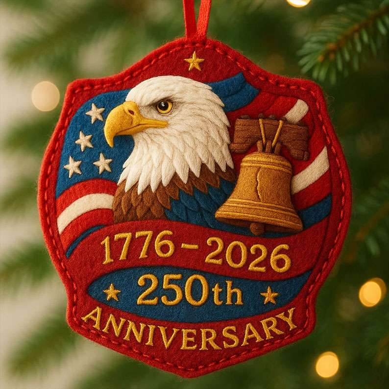 🎁 US 250th Anniversary Felt Ornament - Perfect Holiday & Special Occasion Gift 🇺🇸