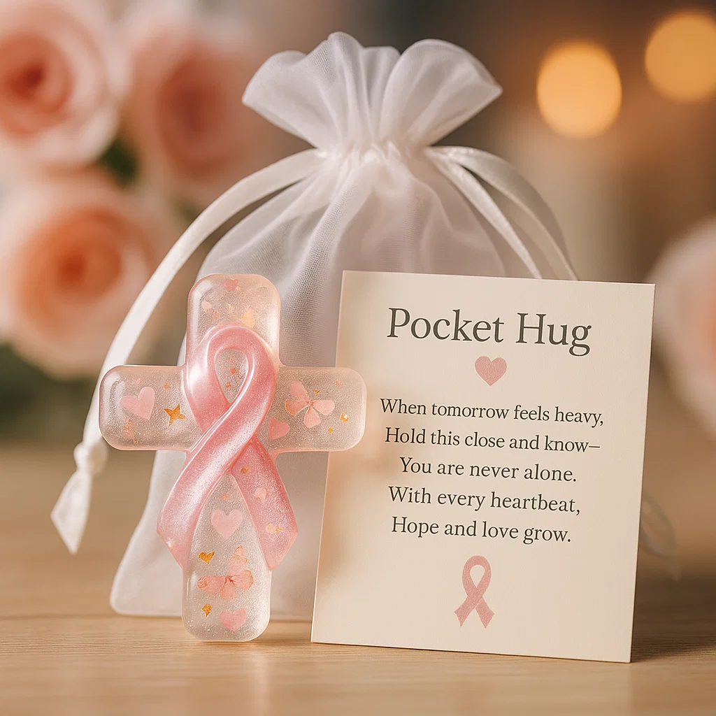 ❤️🎁 Breast Cancer Awareness Pocket Hug - Perfect Gift for Holidays & Special Occasions