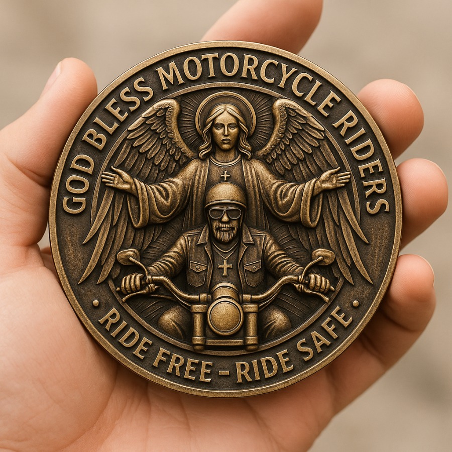 🏍️✨ Motorcycle Blessing Coin - Perfect Gift for Holidays & Special Occasions 🎁