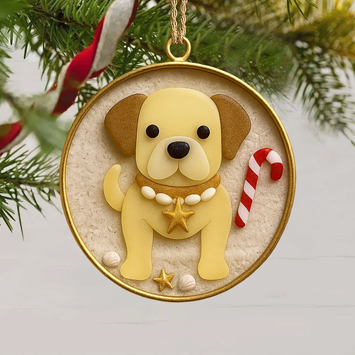 ✨ Handmade Dog Christmas Ornament – Sea Glass Pet Memorial Gift for Holidays & Special Occasions 🐾