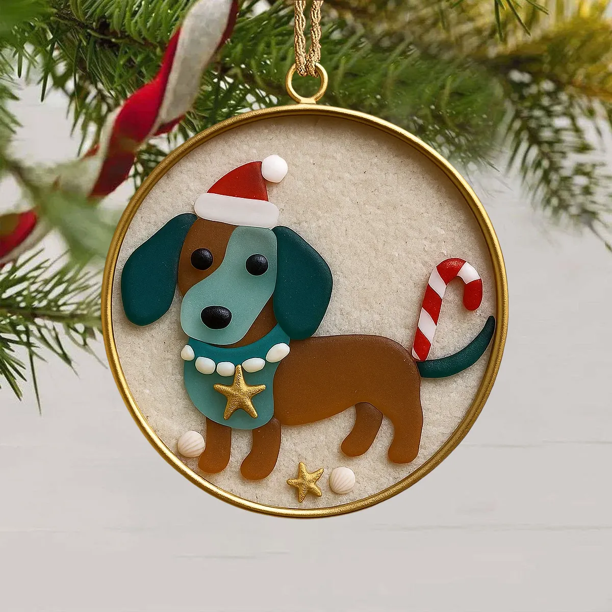 ✨ Handmade Dog Christmas Ornament – Sea Glass Pet Memorial Gift for Holidays & Special Occasions 🐾