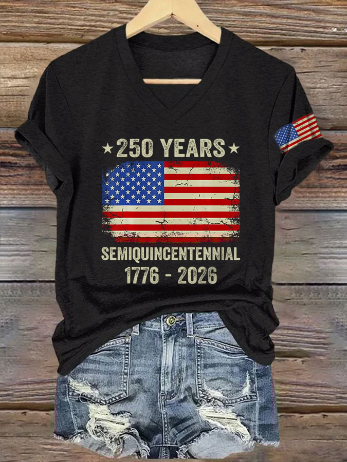 🎁 Vintage 1776-2026 Semiquincentennial V-Neck Tee – Perfect Holiday & Special Occasion Gift 👕