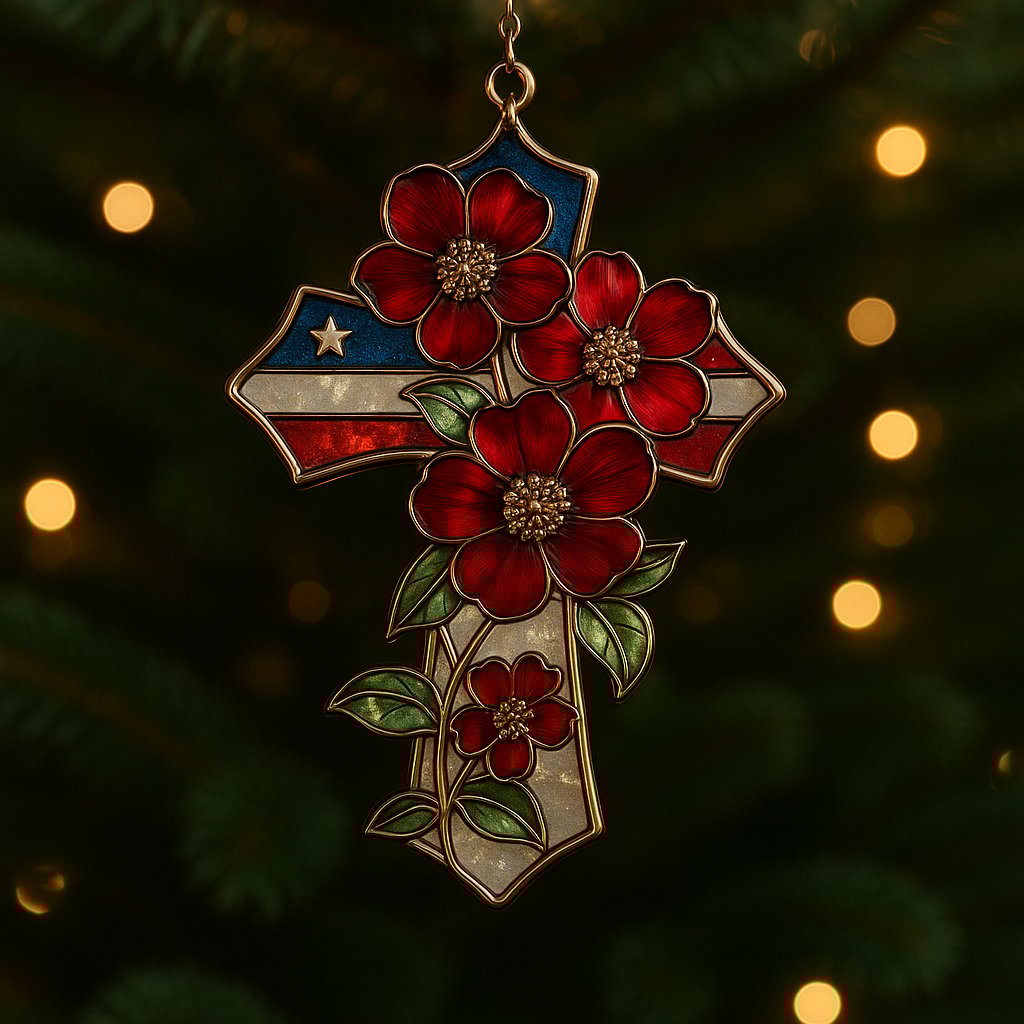 🎄✨Patriotic Cross Ornament – Perfect Holiday & Special Occasion Gift 🎁