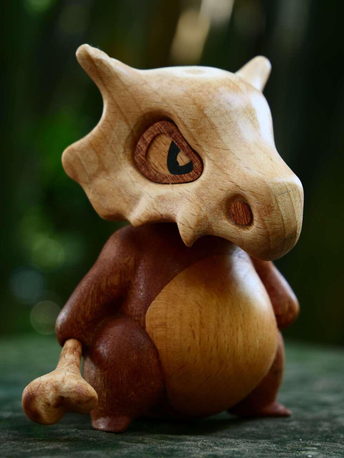 Handcrafted Wooden Cubone Figurine 🎄🎁 - Perfect Holiday & Special Occasion Gift