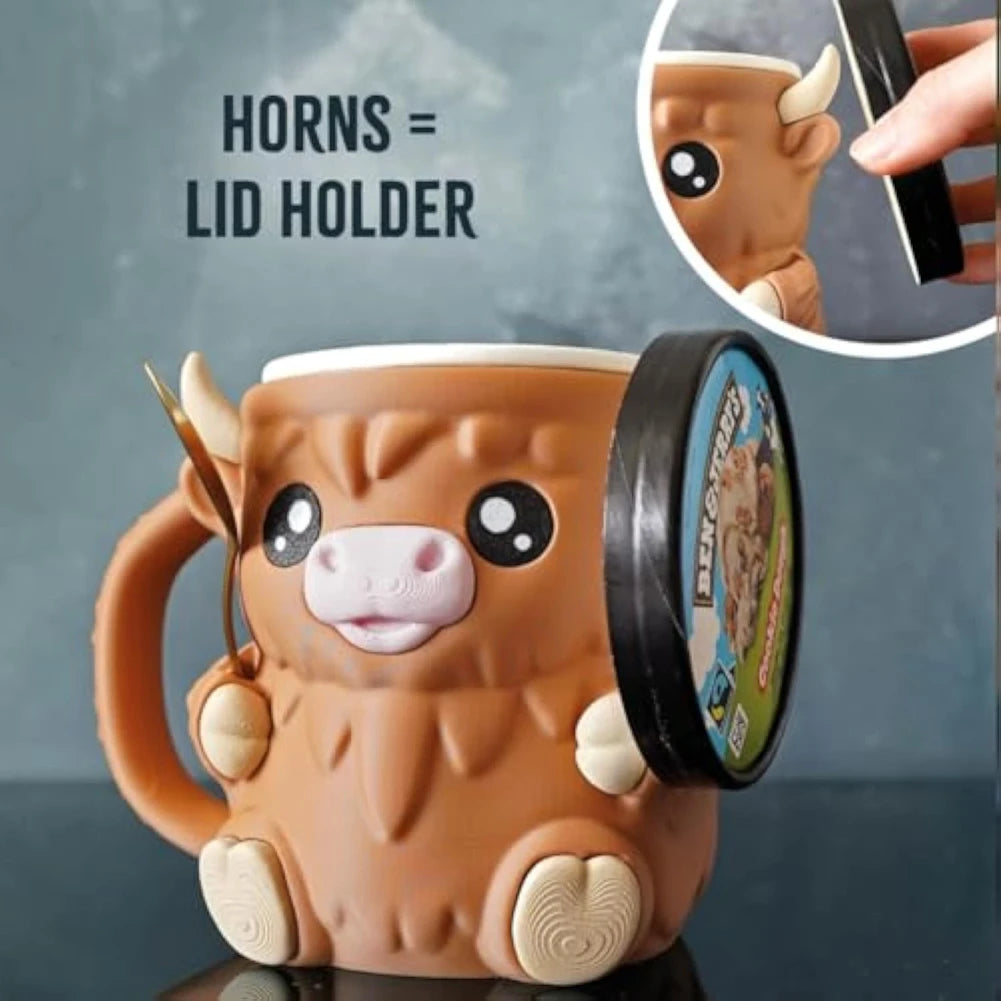 🎁🐮Ferdinand the Highland Cow Ice Cream Pint Holder – Perfect Holiday & Special Occasion Gift!🍦✨
