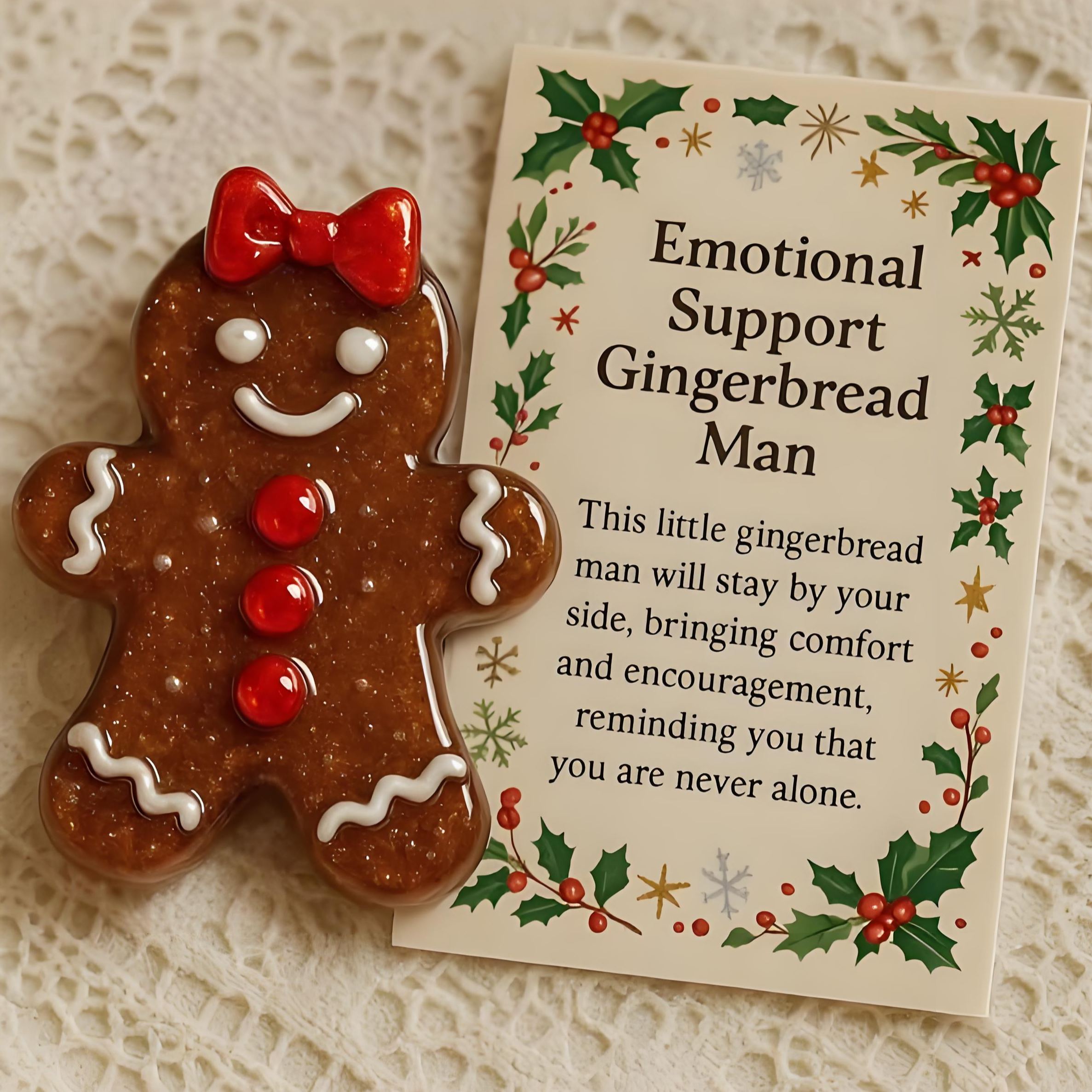 💖🎁 Emotional Support Gingerbread Friend - Perfect Holiday & Special Occasion Gift