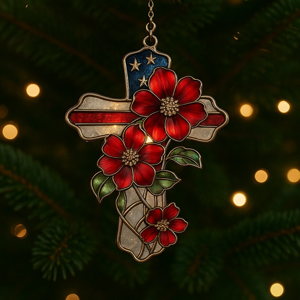 🎄✨Patriotic Cross Ornament – Perfect Holiday & Special Occasion Gift 🎁