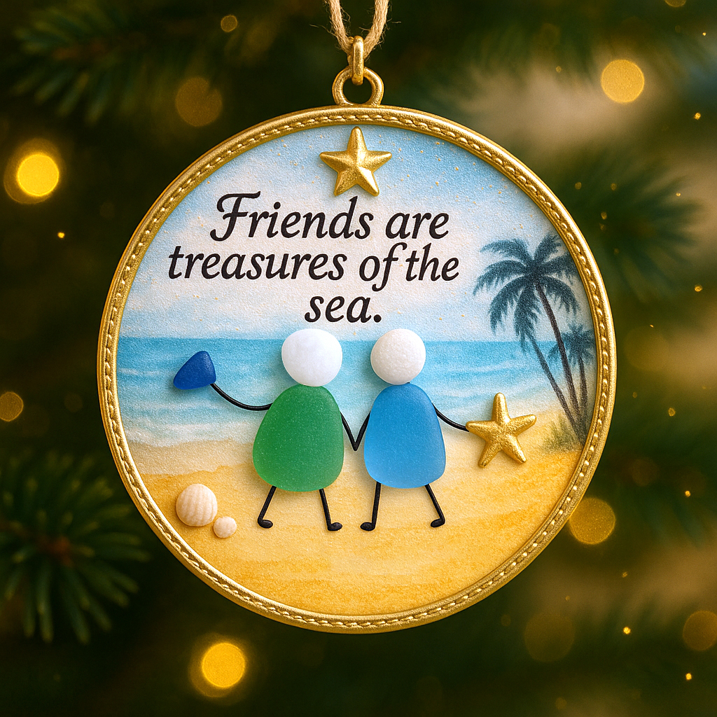 ✨Sea Glass Friendship Ornament - Perfect Gift for Holidays & Special Occasions🎁