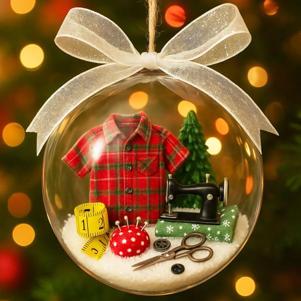 🎁✨ Perfect Gift! Holiday Sewing Snow Globe Ornament - Festive & Unique Present for Special Occasions