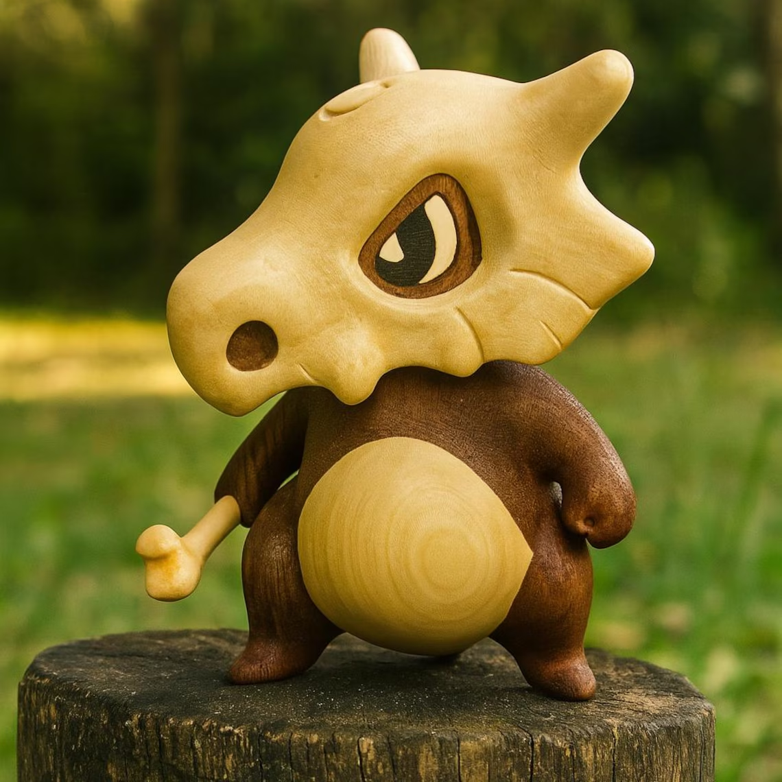 Handcrafted Wooden Cubone Figurine ๐๐ - Perfect Holiday & Special Occasion Gift
