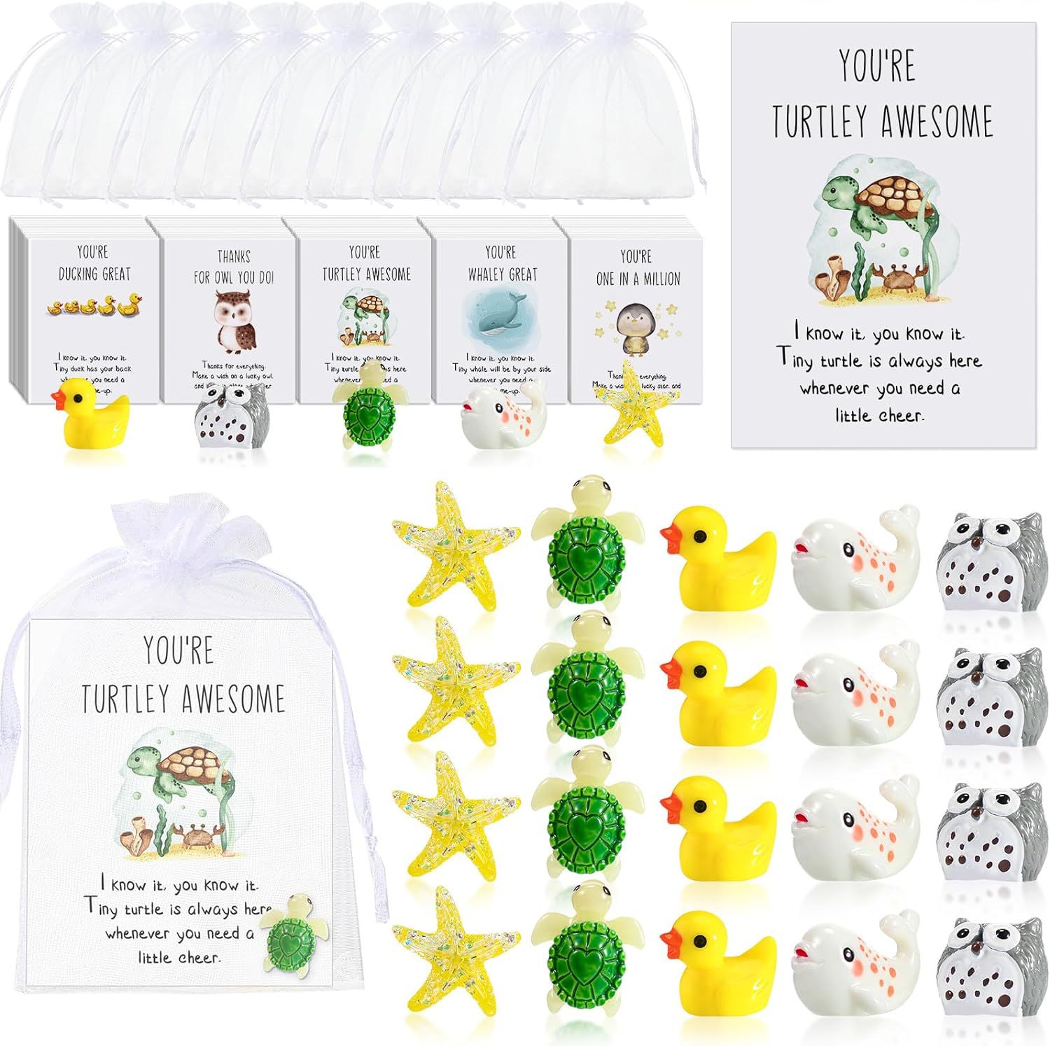 🎁✨ Employee Appreciation Gift Set - Funny Resin Animals & Thank You Cards, Perfect for Holidays & Special Occasions!