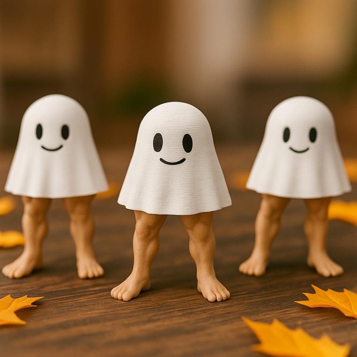 🎁💪 Muscular Legs Ghost Figurine - Perfect Gift for Halloween & Special Occasions!