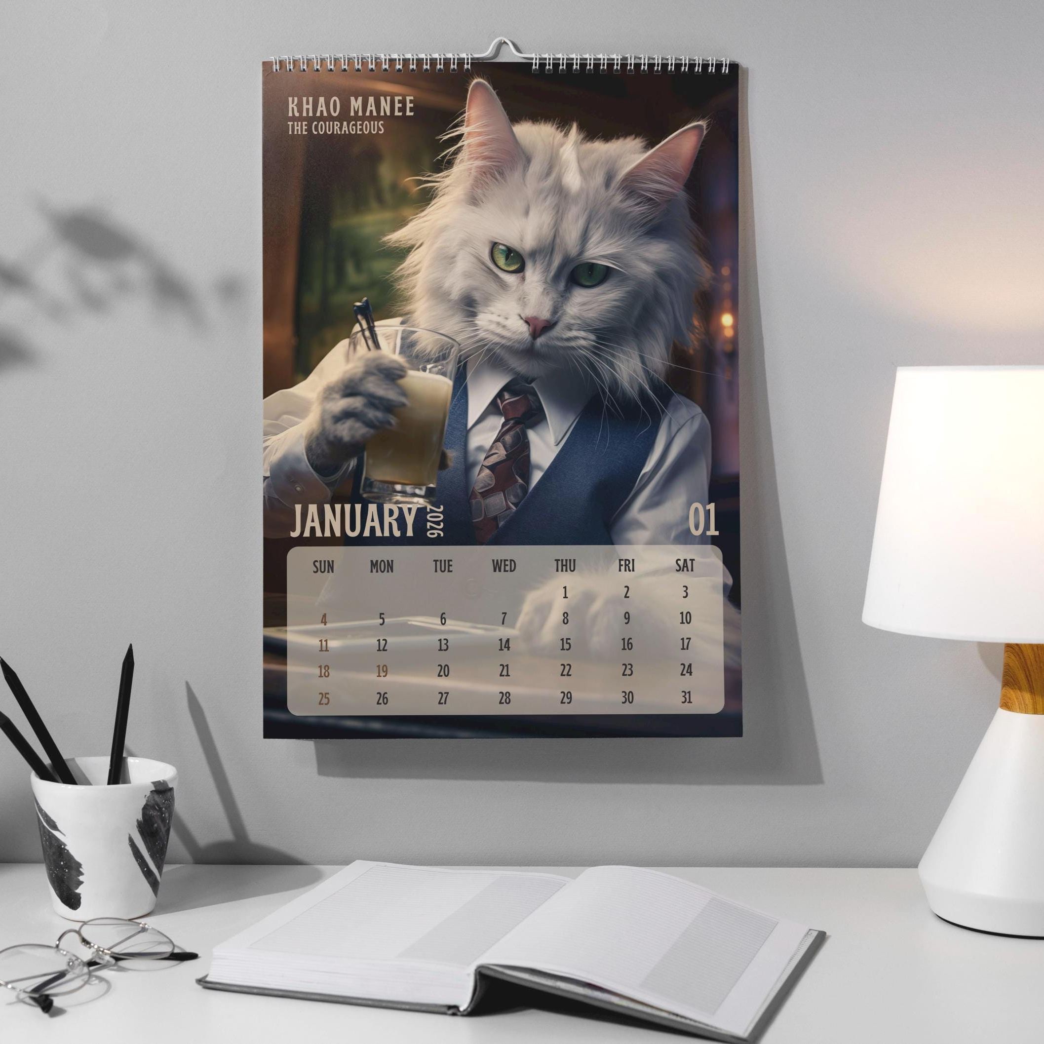 🎁📅 Badass Cats 2026 Wall Calendar - Perfect Gift for Holidays & Special Occasions!