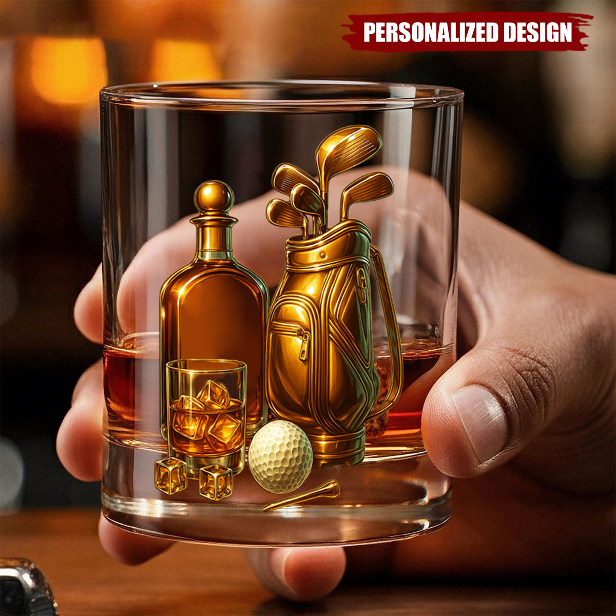 🎁⛳ Personalized Golf Whiskey Glass - Perfect Gift for Holidays & Special Occasions