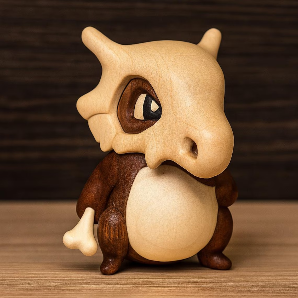 Handcrafted Wooden Cubone Figurine ๐๐ - Perfect Holiday & Special Occasion Gift