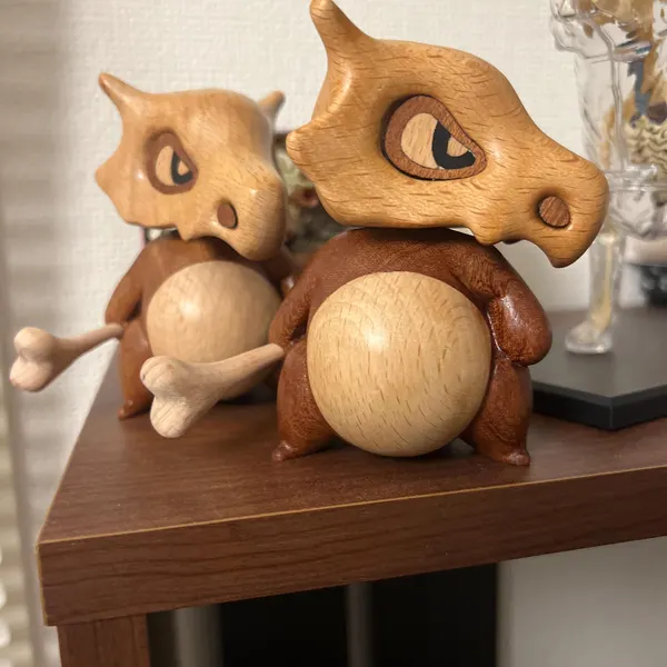 Handcrafted Wooden Cubone Figurine ๐๐ - Perfect Holiday & Special Occasion Gift