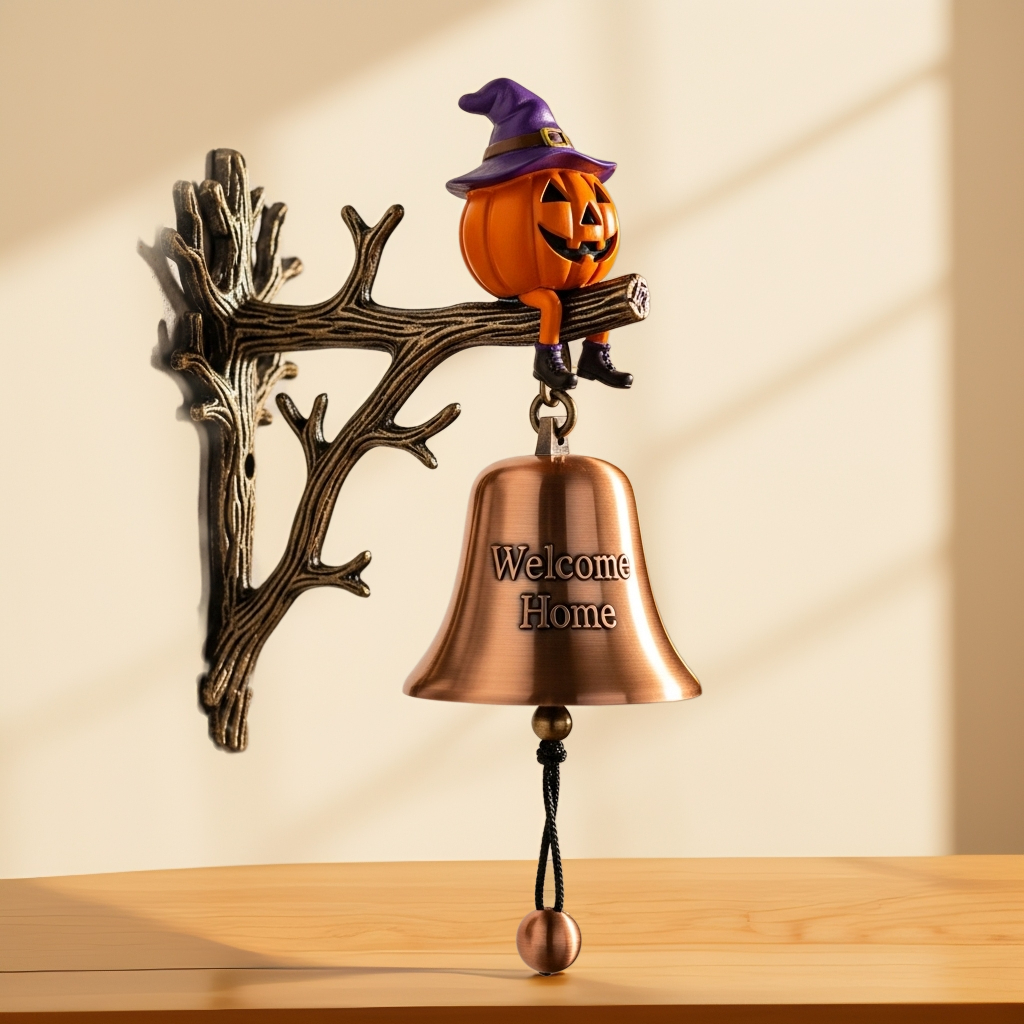 🎃✨ Witchy Pumpkin Welcome Bell – Perfect Halloween & Holiday Gift!