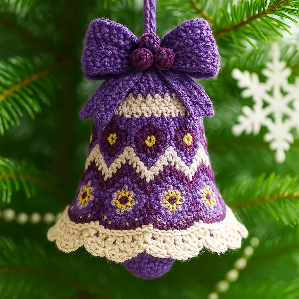 ๐ Handmade Crochet Christmas Bell Ornament - Perfect Holiday Gift ๐