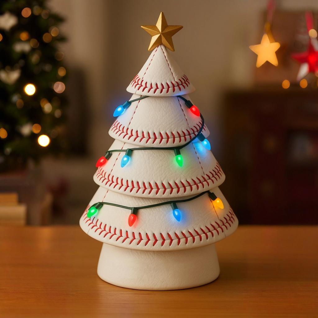 🎄⚾ Handcrafted Leather Baseball Christmas Tree Ornament – Perfect Holiday & Special Occasion Gift!