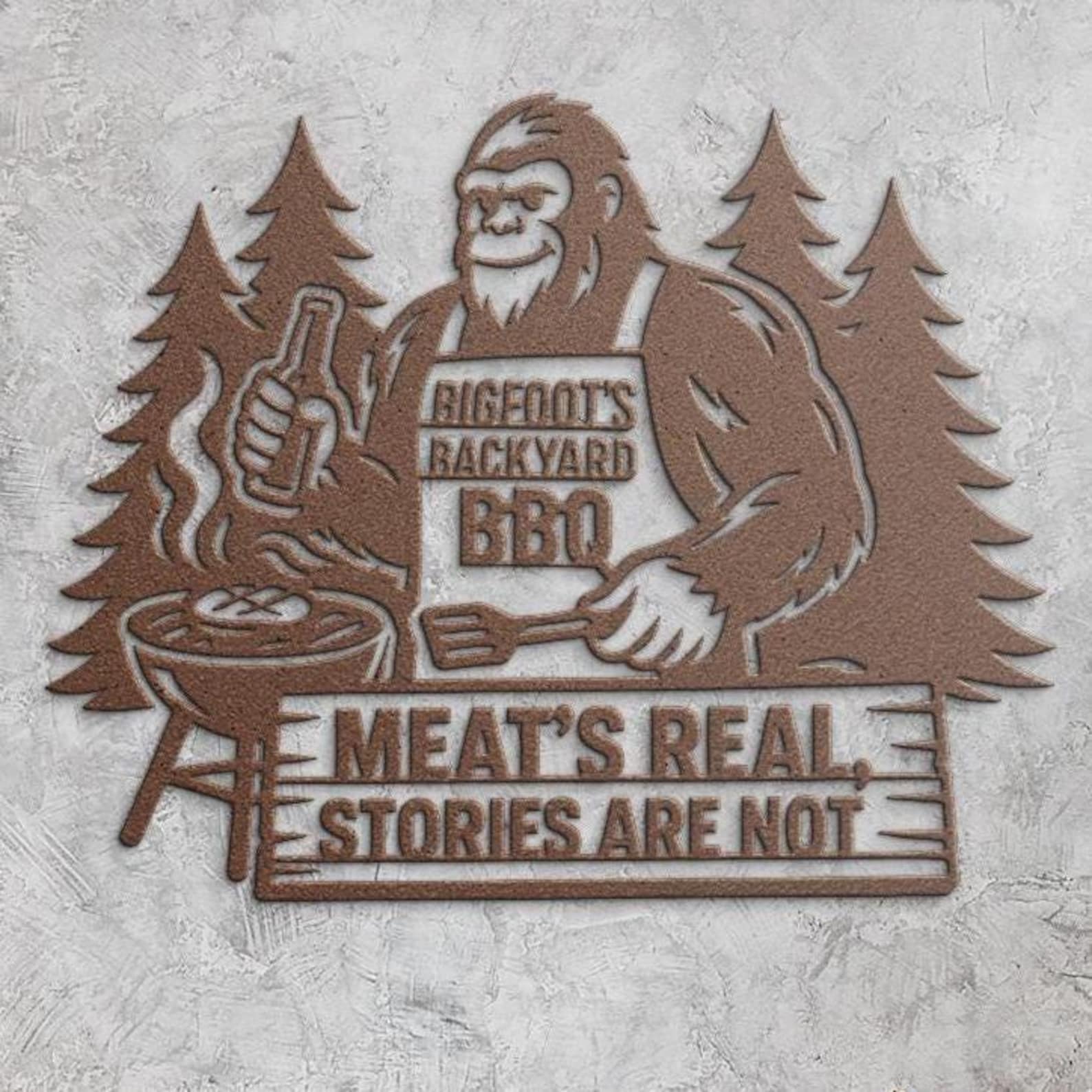 🎁 Bigfoot BBQ Metal Sign - Perfect Gift for Holidays & Special Occasions! 🍖