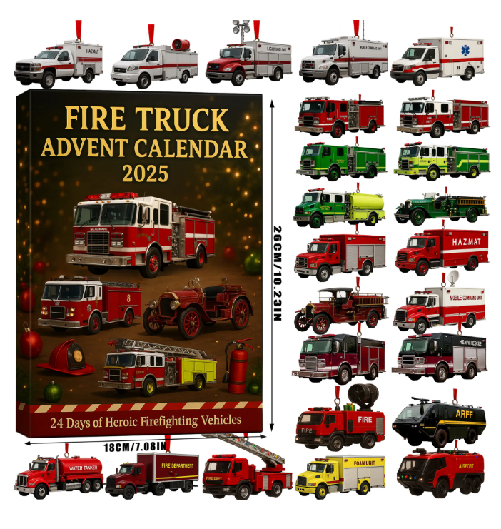 🚒🔥Fire Truck Advent Calendar 2025 – Perfect Holiday Gift for Kids! 🎄🎁