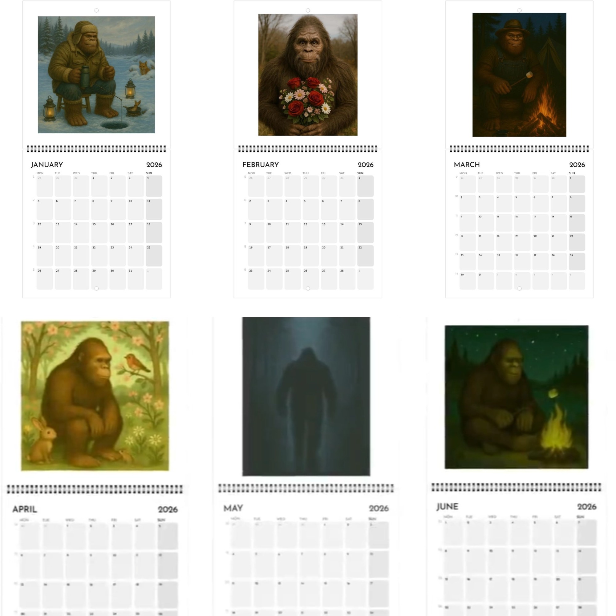 Bigfoot Adventures 2026 Wall Calendar 🎁🗓️ - Perfect Gift for Holidays & Special Occasions!