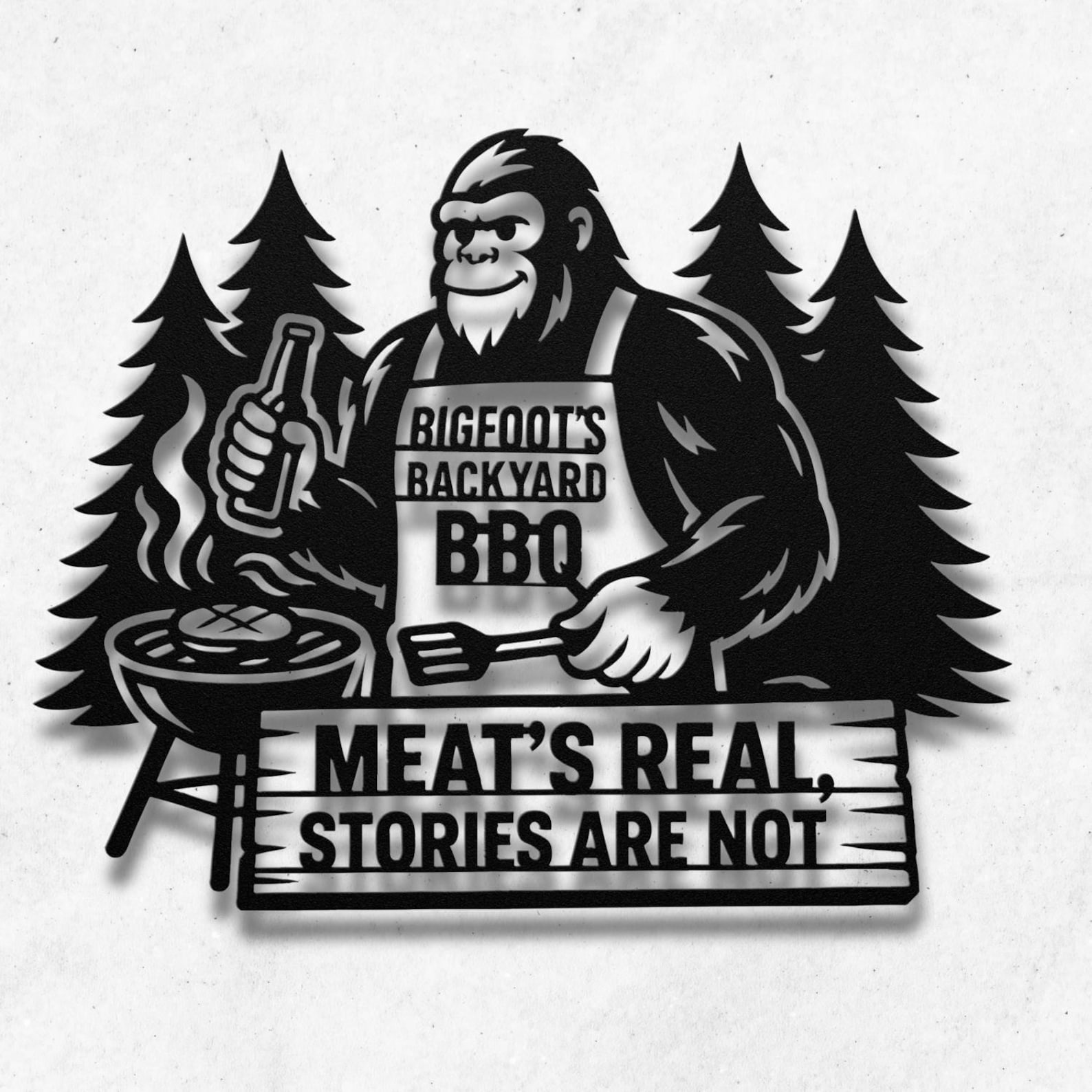 🎁 Bigfoot BBQ Metal Sign - Perfect Gift for Holidays & Special Occasions! 🍖