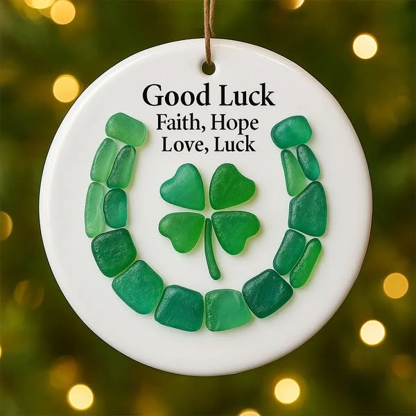 ✨ Lucky Sea Glass Horseshoe Ornament – Perfect Holiday Gift & Special Occasion Keepsake 🎁