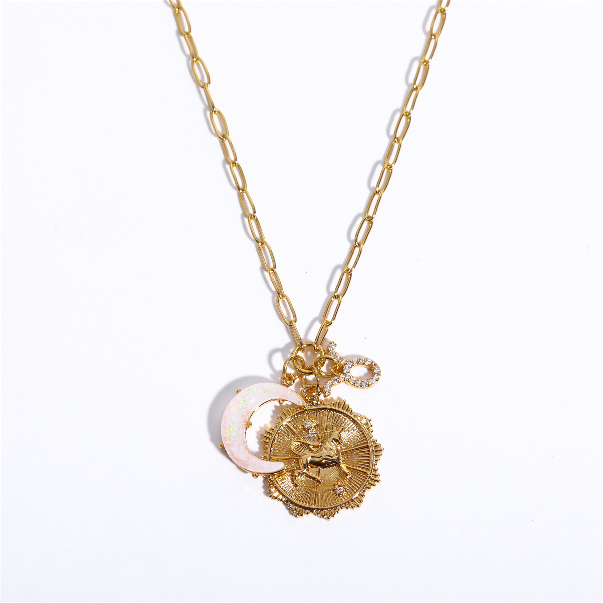 ✨ 12 Constellations Moon Opal Pendant Necklace – Perfect Gift for Holidays & Special Occasions 🌙