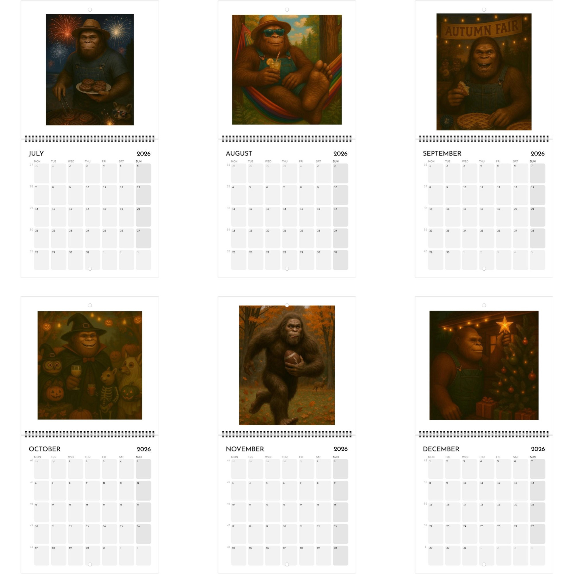 🎁🦶Bigfoot Adventures 2026 Wall Calendar - Perfect Holiday & Special Occasion Gift!
