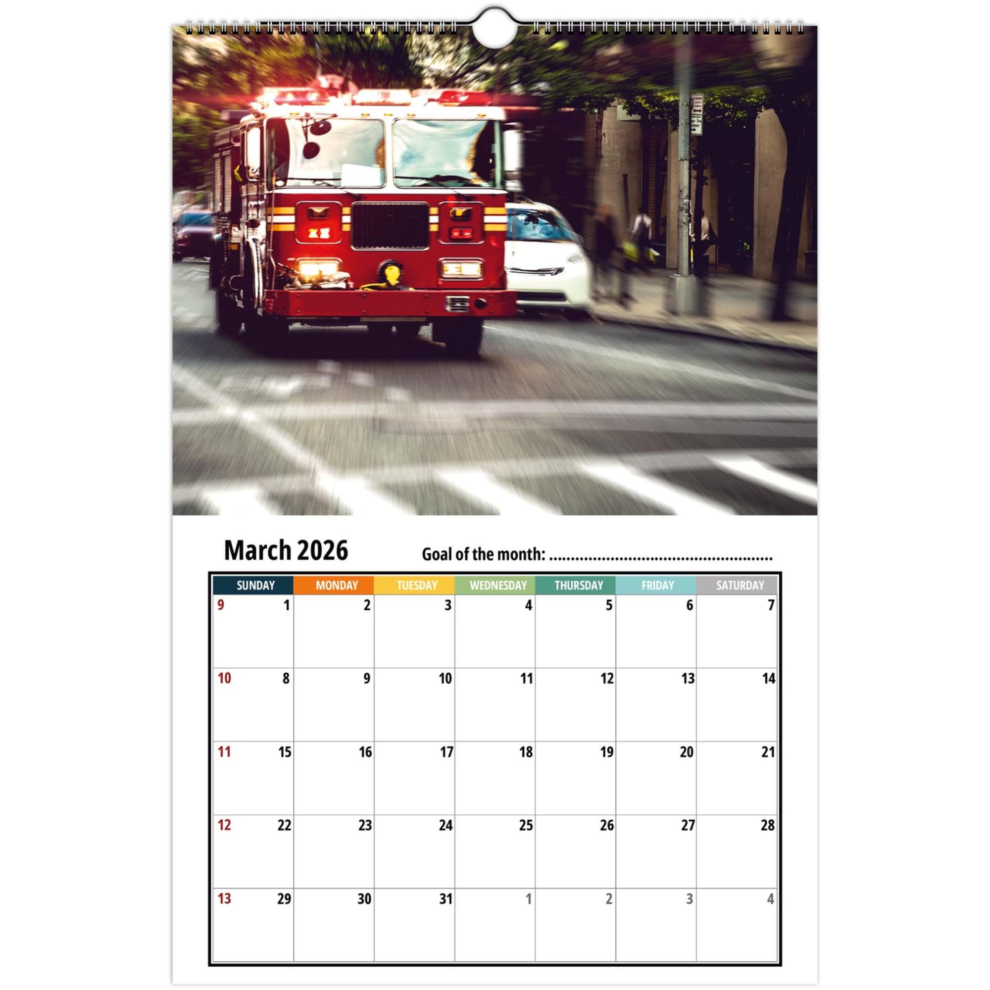🎁🚒 Fire Truck Wall Calendar 2026 - Perfect Holiday & Special Occasion Gift!