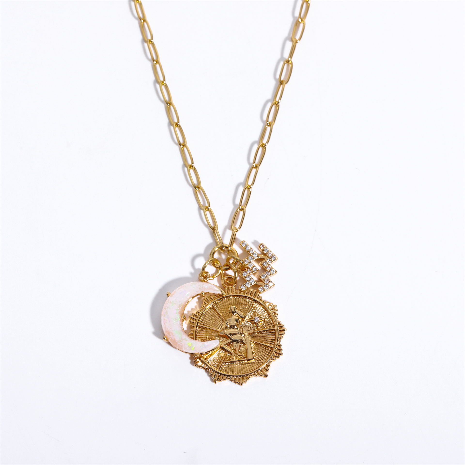 ✨ 12 Constellations Moon Opal Pendant Necklace – Perfect Gift for Holidays & Special Occasions 🌙