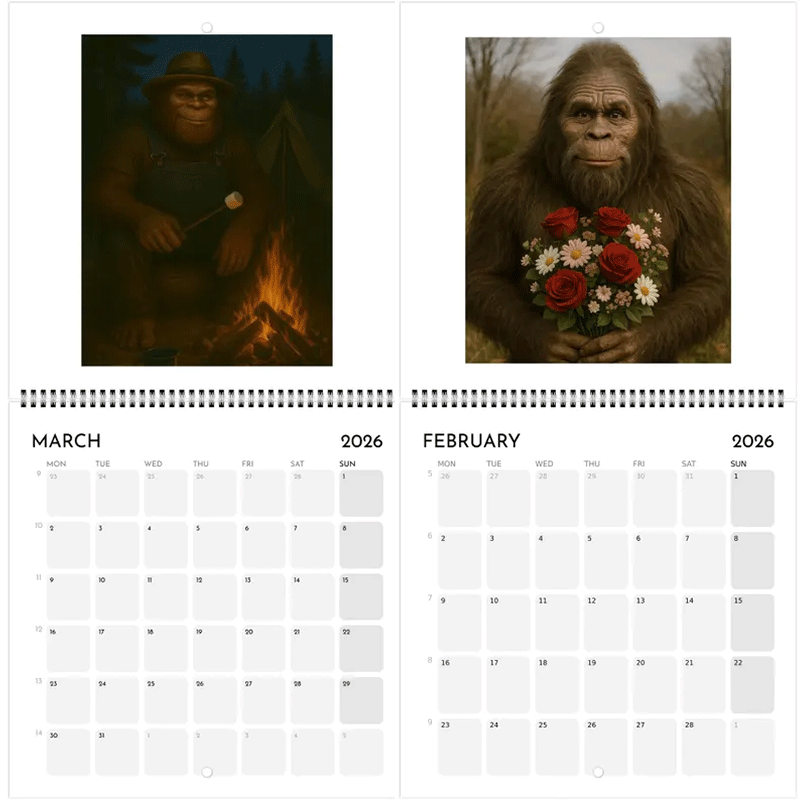 🎁✨2026 Bigfoot Adventures Wall Calendar – Perfect Holiday & Special Occasion Gift! 🌲