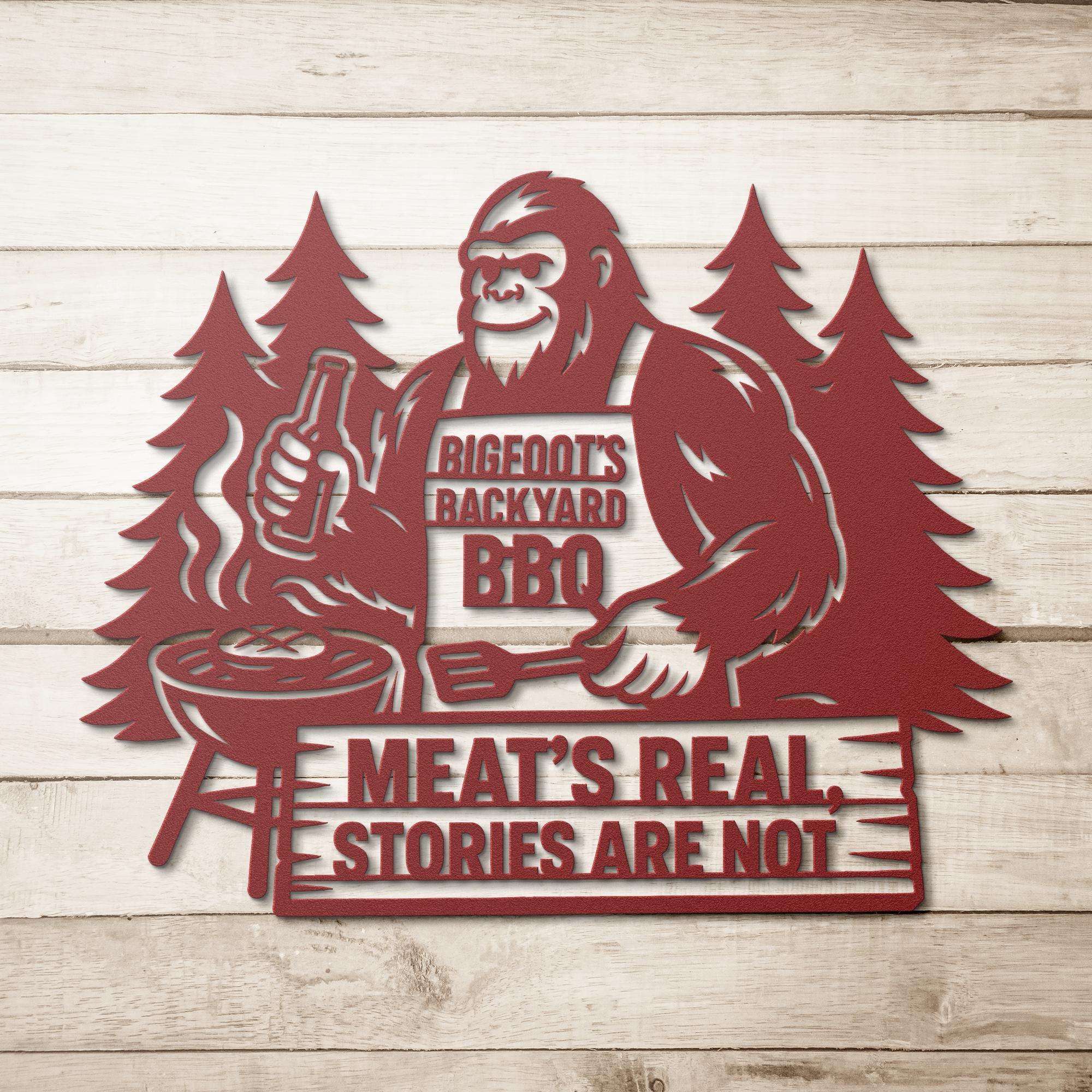 🎁 Bigfoot BBQ Metal Sign - Perfect Gift for Holidays & Special Occasions! 🍖