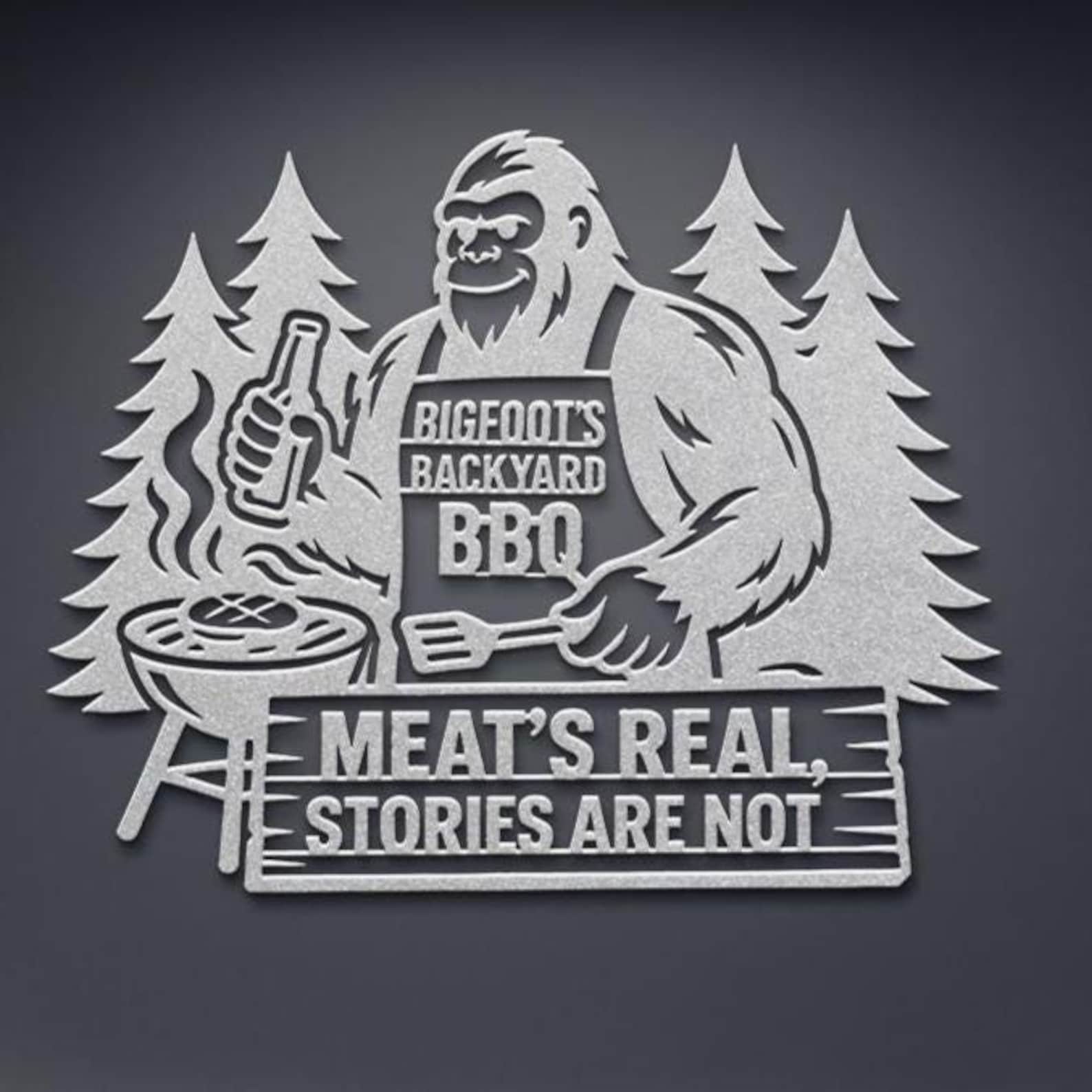 🎁 Bigfoot BBQ Metal Sign - Perfect Gift for Holidays & Special Occasions! 🍖