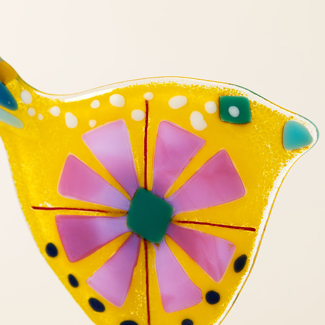 Handmade Glass Garden Stakes - Bird