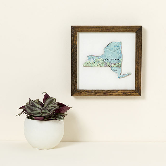 Personalized City & State Wood Map