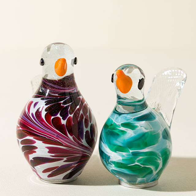 Handblown Glass Chickadee Garden Sculpture