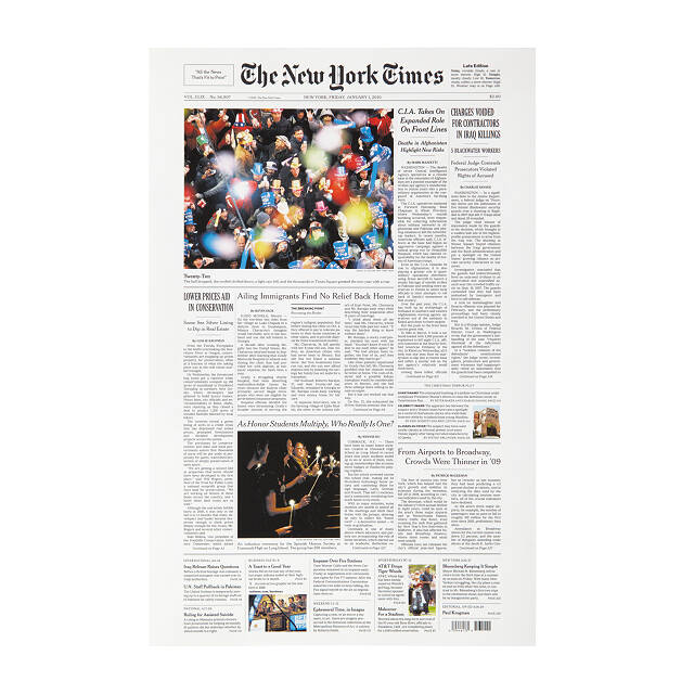 New York Times Custom Front Page Reprint