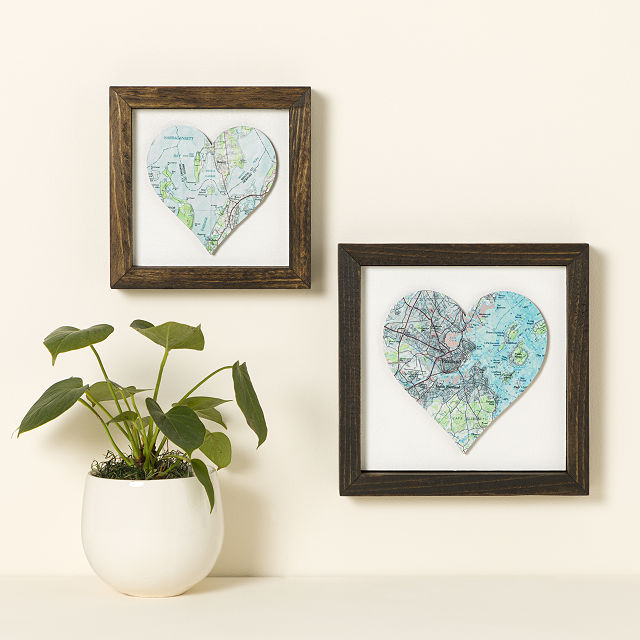Love Lives Here Wood Map Art