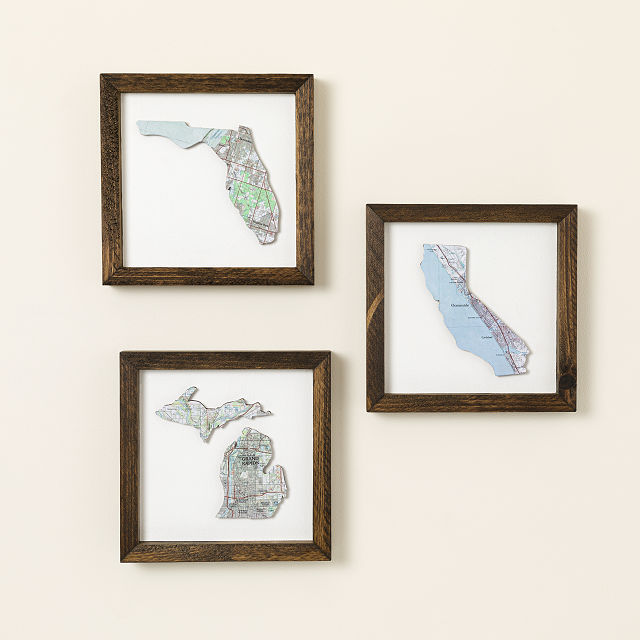 Personalized City & State Wood Map