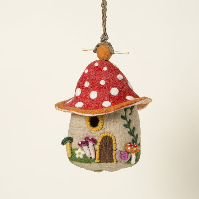 Whimsical Mushroom Bird Nester