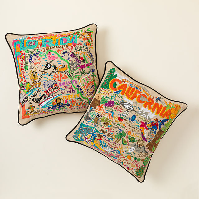 Hand Embroidered State Pillows
