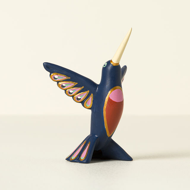 Hand Painted Ceramic Hummingbird Jewelry Holder