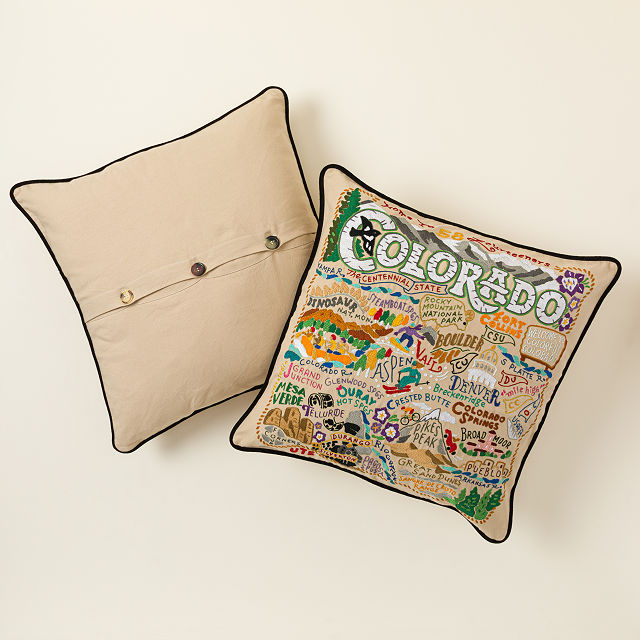 Hand Embroidered State Pillows