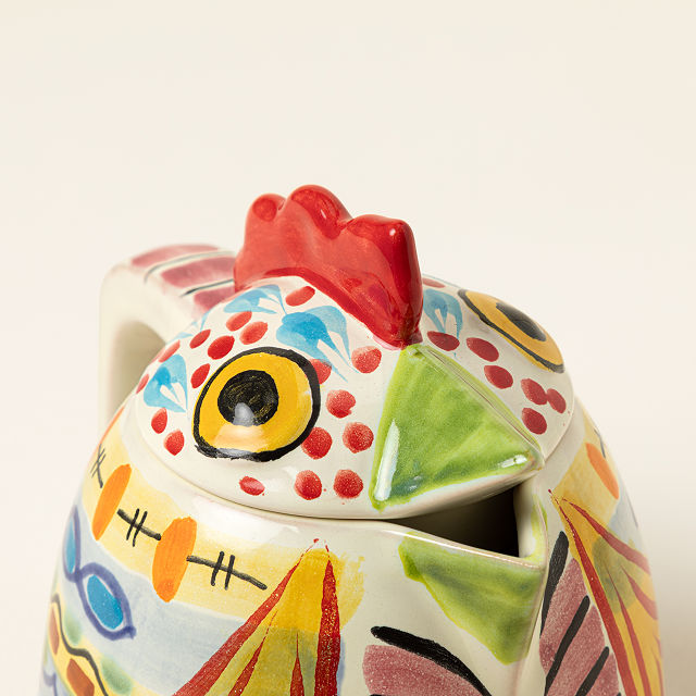 Majolica Rooster Tea Kettle