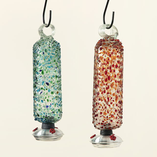 Glass Confetti Hummingbird Feeder
