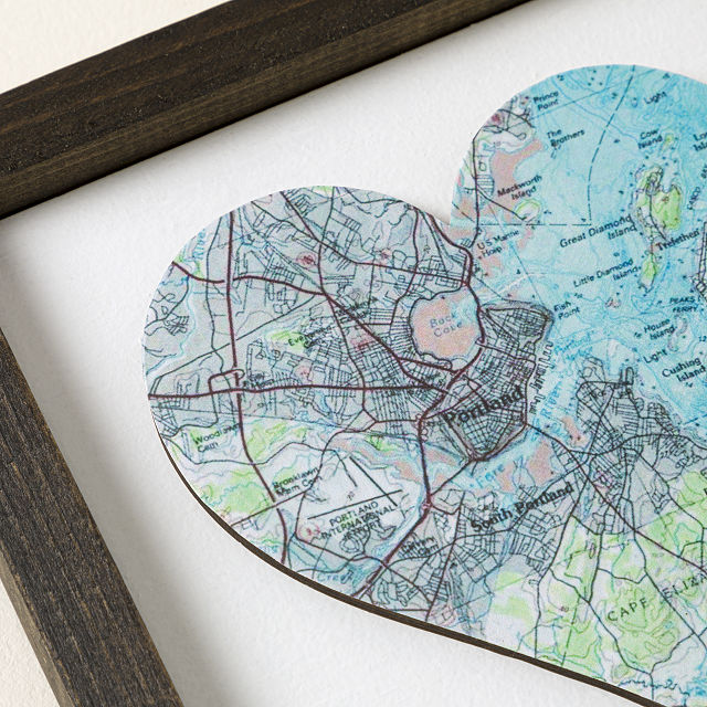 Love Lives Here Wood Map Art
